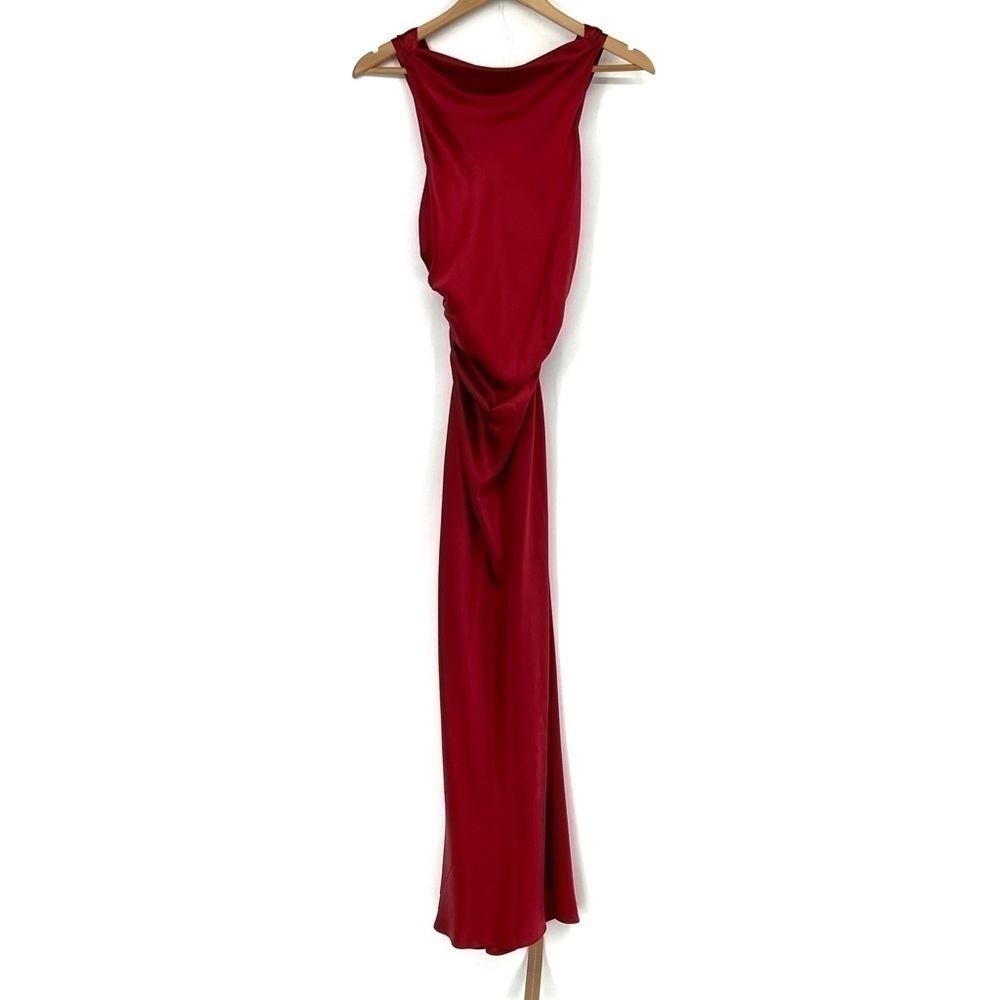 Reformation Casette Silk Dress Ruby Red Wine Sangre Open Back Maxi Gown size 6 - Picture 2 of 12